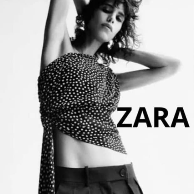자라 ZARA 도트 땡땡이 비대칭 나시 탑 블라우스 S 55 새상품
