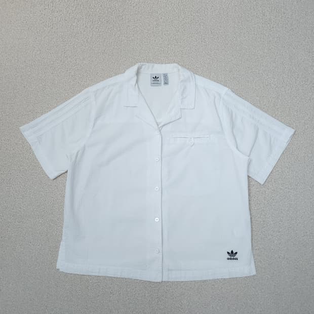 (M)아디다스 여성 반팔 셔츠 오픈카라 시어서커 포플린 남방