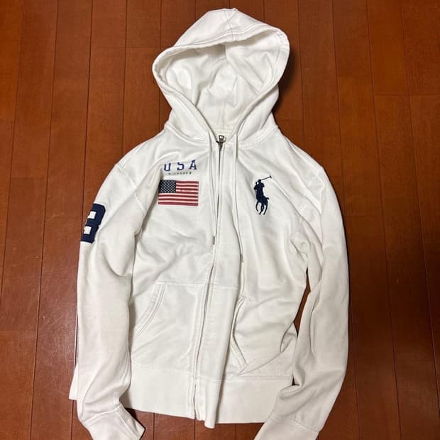 M)폴로랄프로렌 빅포니 성조기 후드집업화이트