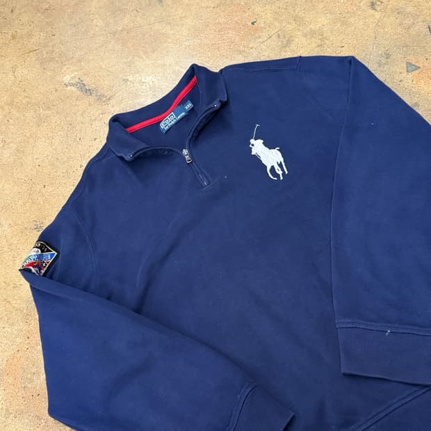 폴로 랄프로렌 네이비 포니 반집업 맨투맨