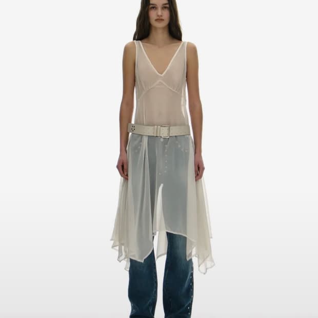 파르티멘토 우먼 시어 언발란스 레이어드 드레스