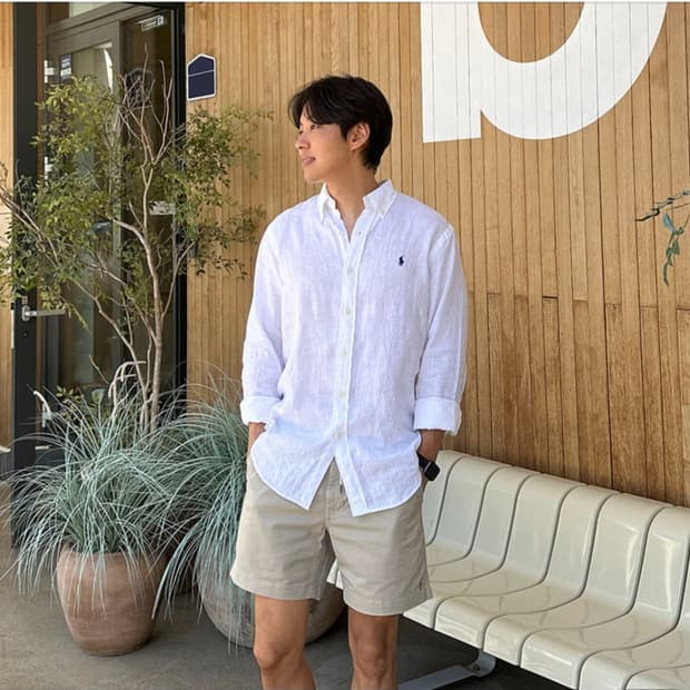 랄프로렌폴러 화이트린넨셔츠