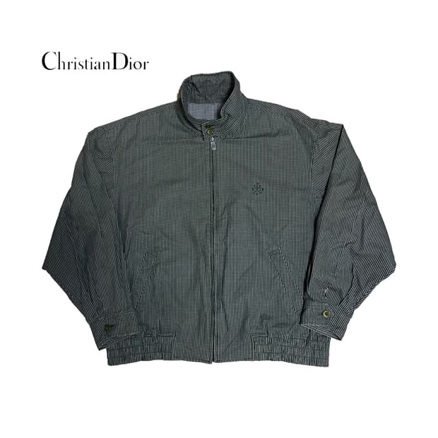 XL 크리스챤 디올 하이넥 체크 바람막이 블루종 자켓