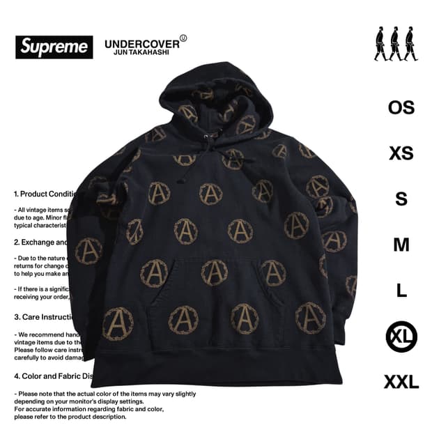 슈프림 X 언더커버 아나키 후드티 XL사이즈