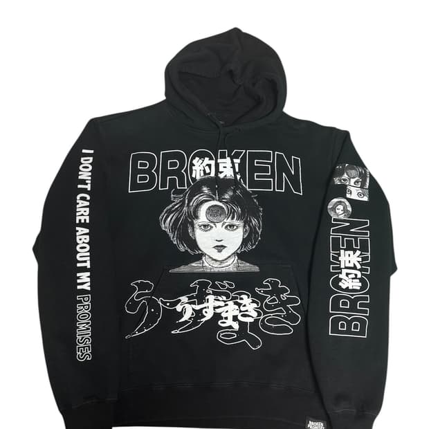 이토준지 x BROKEN PROMISES 소용돌이 아자미 그래픽 후드 M