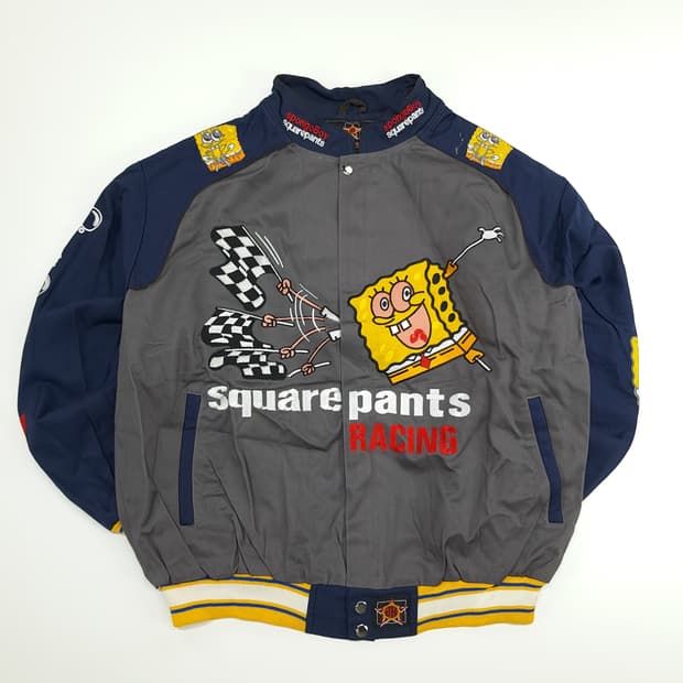 CN663 XL 아메리칸 빈티지 스펀지밥 자수 레이싱 자켓