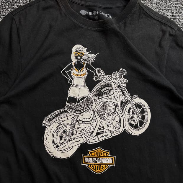 할리데이비슨 핀업걸 빅로고 박시핏 반팔티 2892