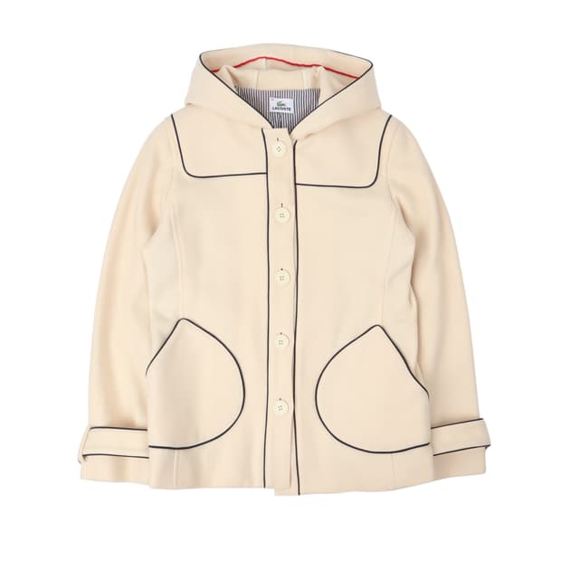 라코스테 아이보리 울 후디 코트 자켓