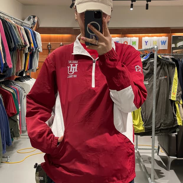 러셀 반집업 바람막이 웜업  