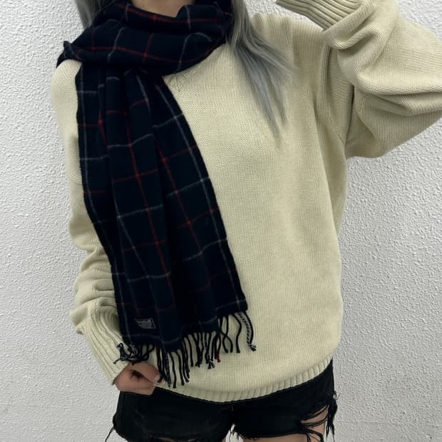 버버리 캐시미어 네이비 머플러