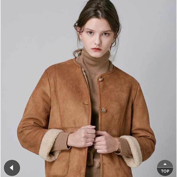 르비에르 LEVIERE 카멜 숏 무스탕 55.44