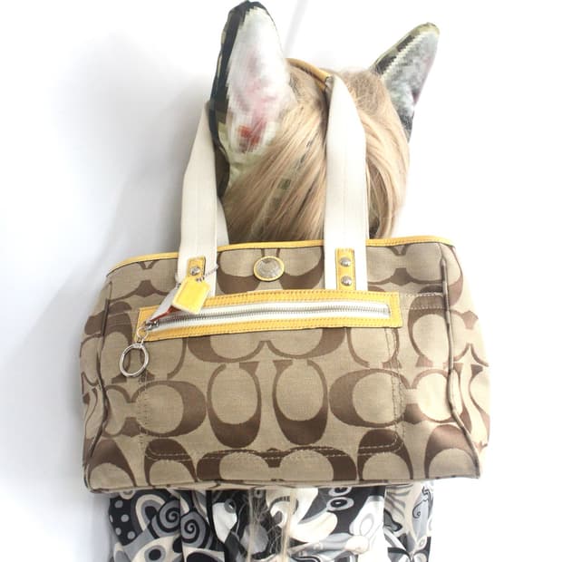 Coach yellow enamel handle bag