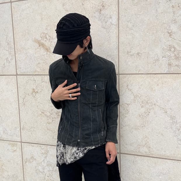 “Male&co” Grunge Charcoal Washed Jacket