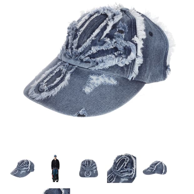 써저리 클로버 패치 데님 캡