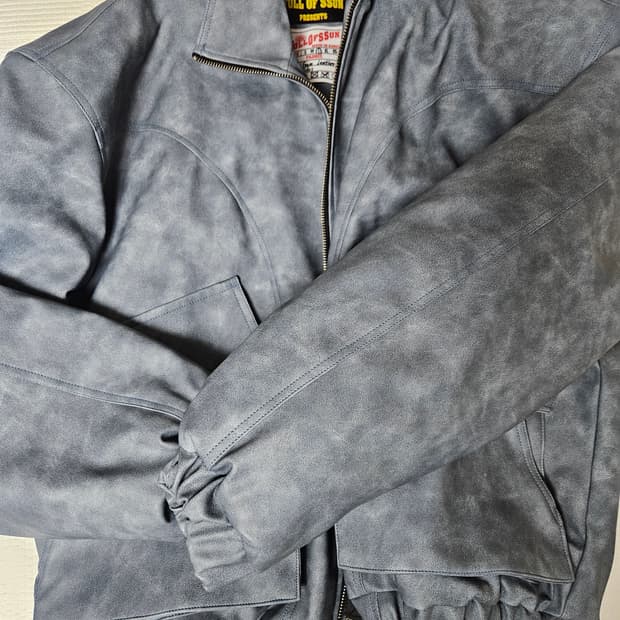 풀오브썬 퀄팅 레더 자켓 그레이