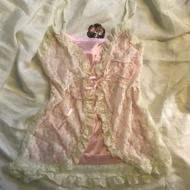 Rose fanfan 로걀 레이스 핑크 슬리브리스