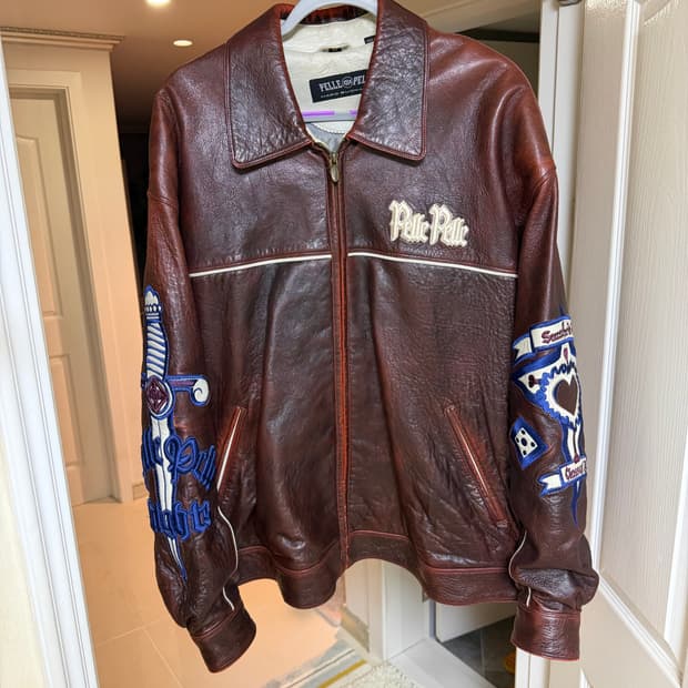 44 펠레펠레 빈티지 브라운 가죽자켓