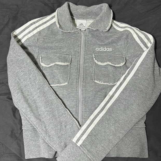 아디 희귀 빈티지 그레이 면집업 y2k