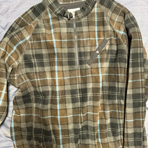 Plaid Player Fleece Pullover Dark Brown