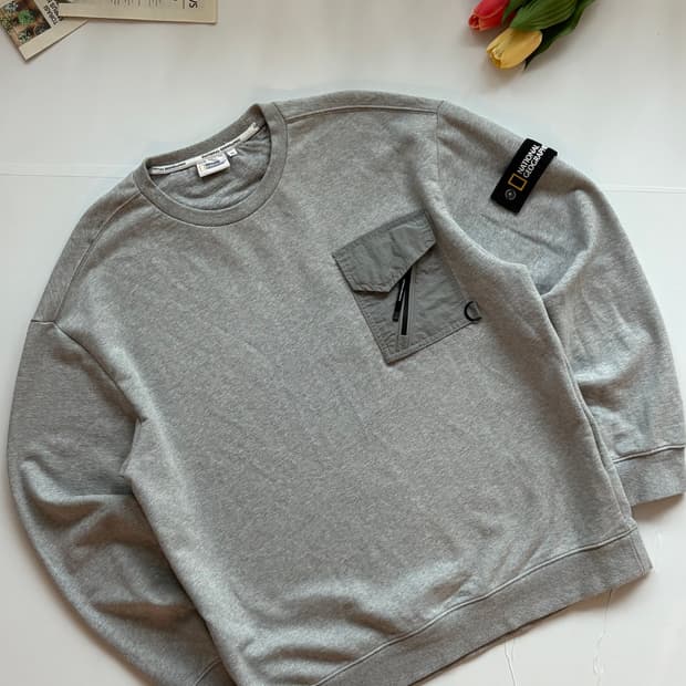 내셔널지오그래픽 와펜 그레이 맨투맨 