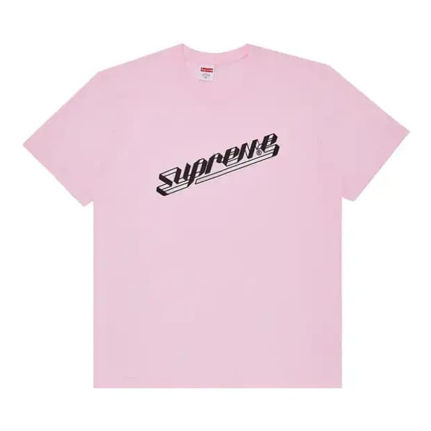 23 FW supreme banner tee light pink