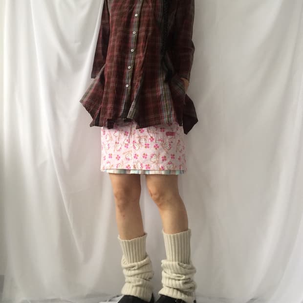 Check pattern high neck jacket
