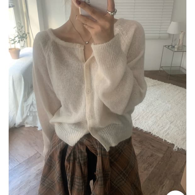 여리핏 로아 모헤어 울 나그랑 니트 가디건