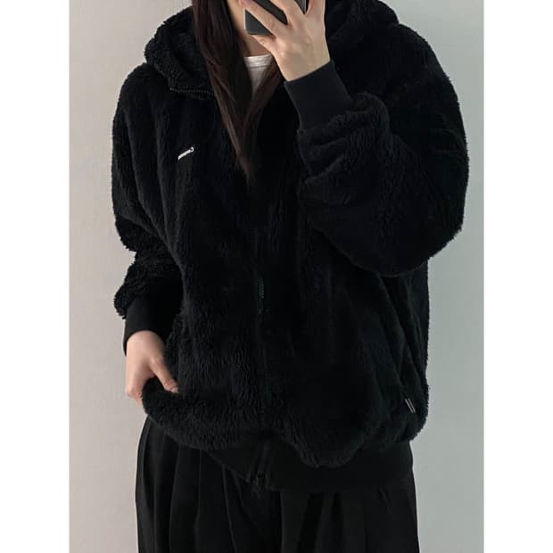 커버낫 보아털 후드집업 후리스