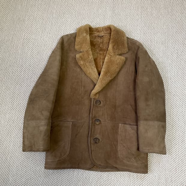 빈티지 리얼 무스탕 스웨이드 시어링 자켓 J03526