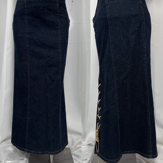denim corset long skirt