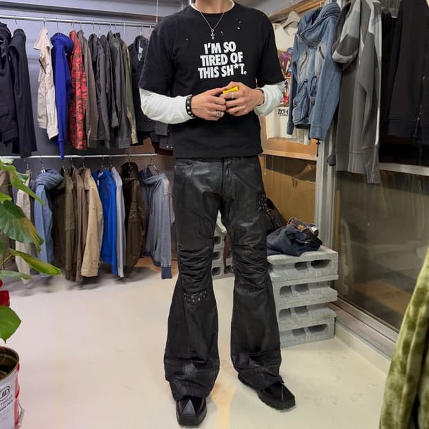 스터드 코팅 플레어 데님