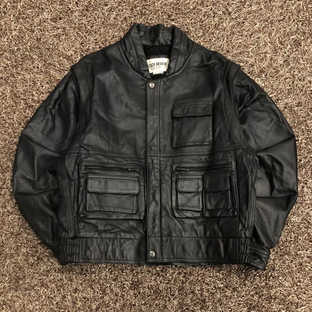 빈티지 양가죽 봄버 멀티포켓 레더 가죽 자켓