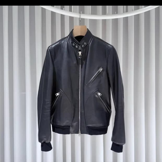 46 / 톰포드 레더 싱글 바이커 자켓