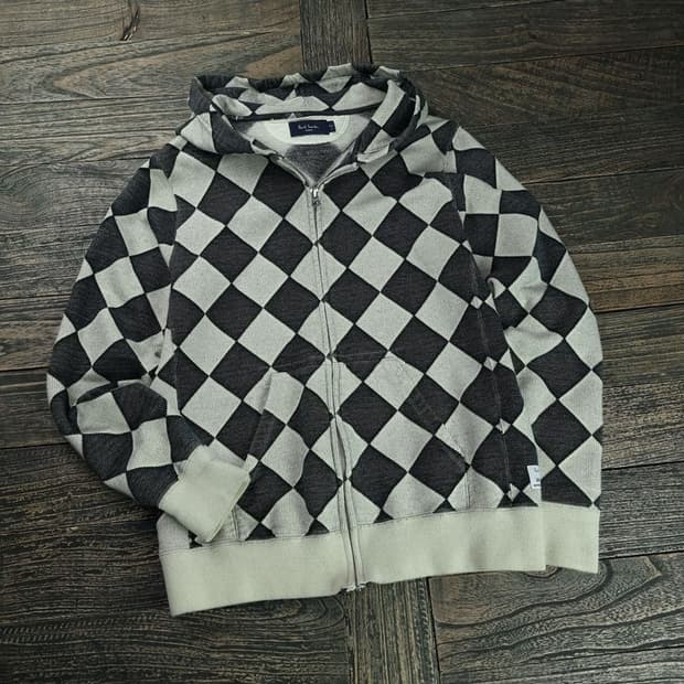 [폴스미스 재팬] 다이아몬드 아가일 체크 슬림핏 후드 집업 P01455