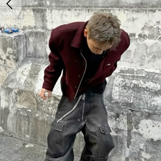 아워글래스 버건디 울 봄버 블루종 자켓 발렌시아가 와인 버건디