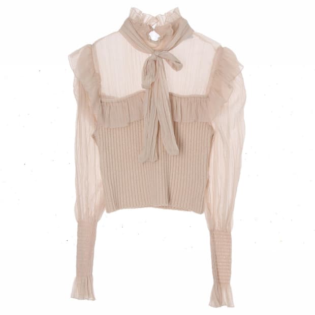 자라(ZARA) 리본 시스루 니트 블라우스