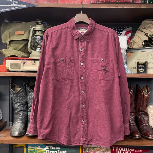 00s 할리데이비슨 모터사이클 바이커 플란넬 포켓 셔츠 N211