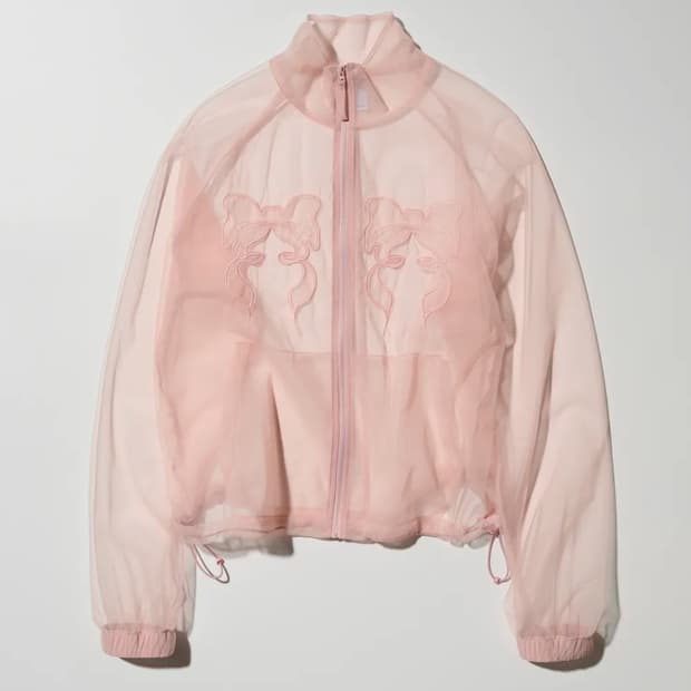 (새상품) 스컬프터 메쉬 쉬어 집업 시스루 리본 바람막이