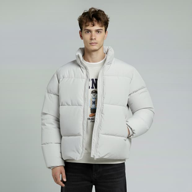 행텐 포레스트 하이넥 푸퍼 점퍼(라이트그레이)