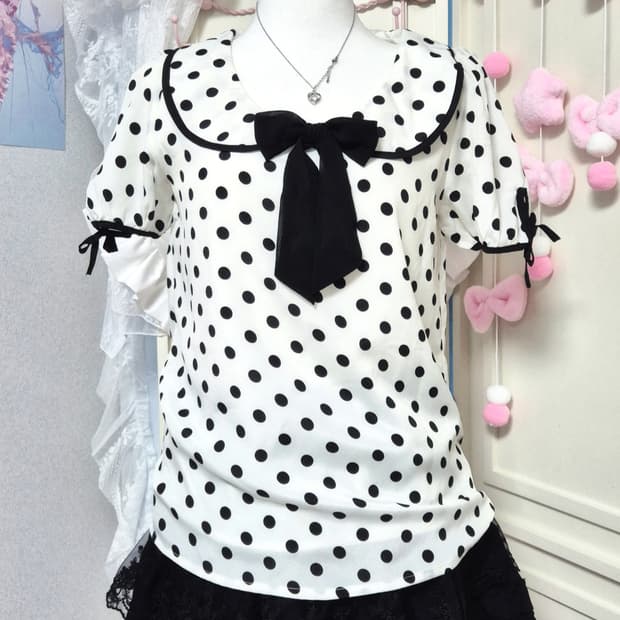 세실맥비 히메갸루 리본 도트 블라우스 헤이세이 새상품