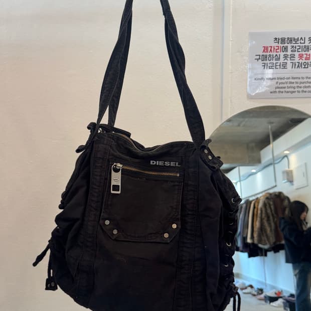 Diesel black cotton shoulder bag  
