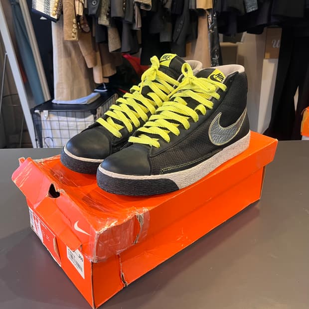 나이키 블레이저 블랙 실버 네온 그린(285mm)