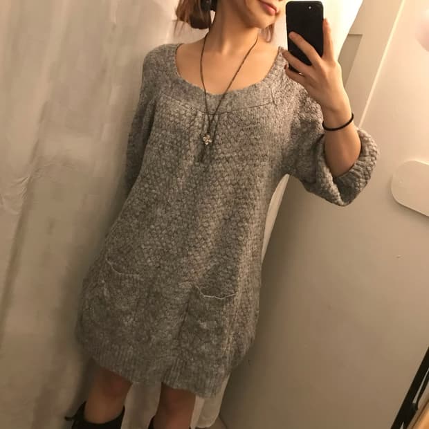 Putielal 하구미 사와코깔 모리걸 아방 니트 원피스