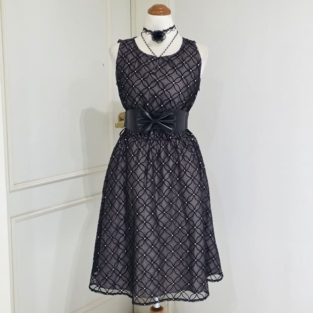 petit poudre 일본빈티지)고딕로리타 앤틱망사 글리터로맨틱 원피스