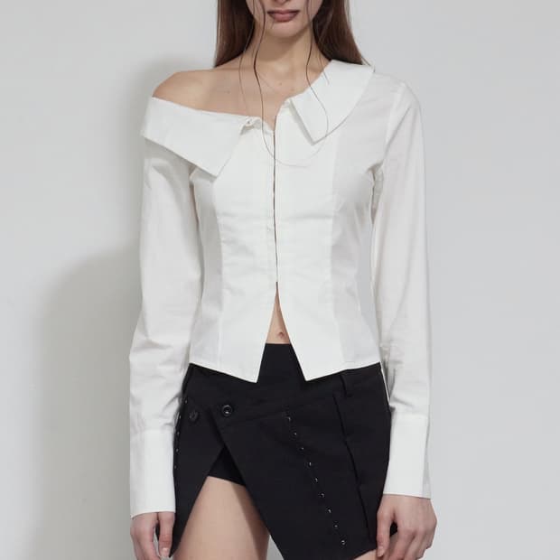 보헴서 원숄도 슬림핏 셔츠 아이보리 