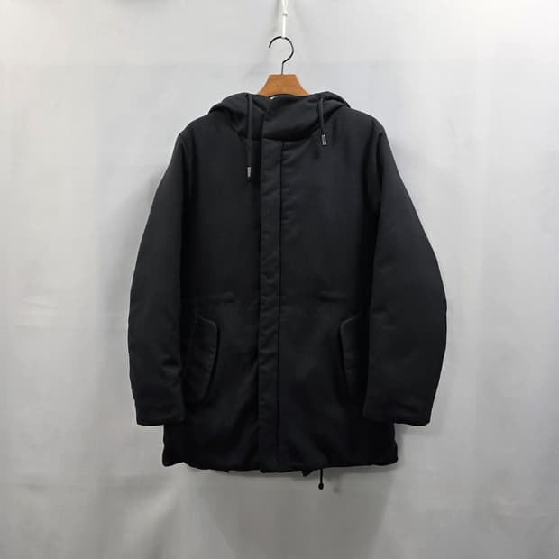 1663 유니클로 남성 블랙 후드 패딩 자켓 / M다운심플 데일리
