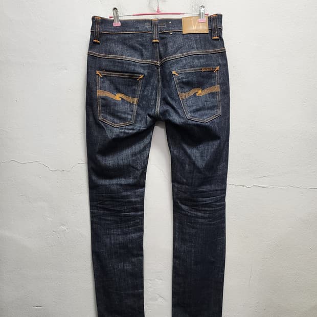 누디진 엠보 자수 데님 팬츠