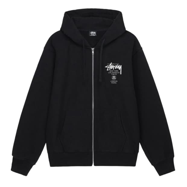 [S] 스투시 월드투어 후드집업 블랙