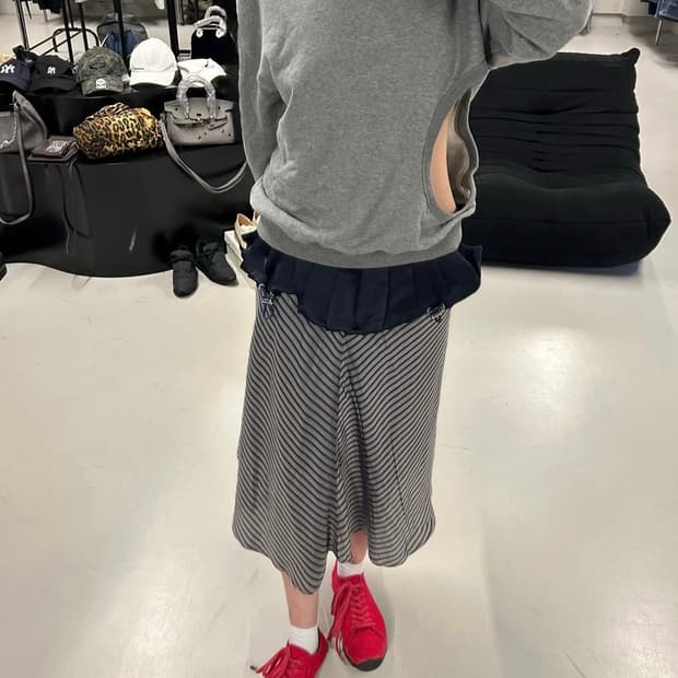 SACAI silk stripe skirt