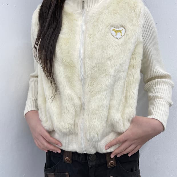 pink 아이보리 퍼니트 집업